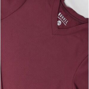 NOBULL Women's Waffle Knit V Neck Long Sleeve Thermal Shirt‎ Size XS Red Stretch